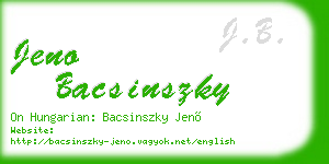 jeno bacsinszky business card